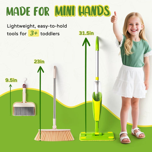 Set,Mini Set 3+ Kids Cleaning Toy Spray Mop Montessori Toys Pretend Play Cleaning Tool for Toddlers with Spray Mop