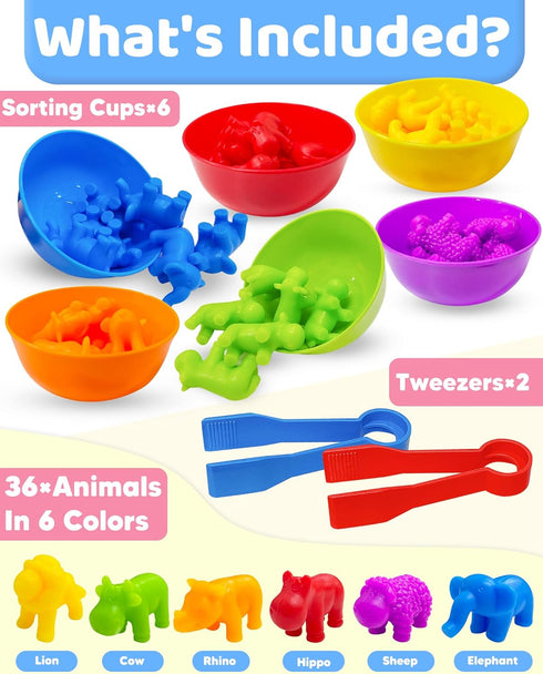 Counting Animals Montessori Toys for 2-5 Years Old, Preschool Learning Activities, Educational Gifts for Kids