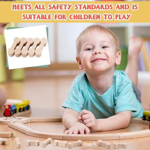 Hanaive 20 Pcs Wooden Dog Bone Track Connector Pack for Wooden Train Track Adapter Connector Pieces