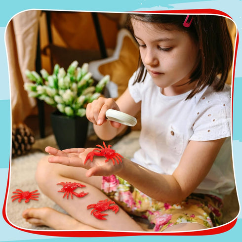 50 Lewtemi Pcs Mini Red Crab/Crawfish Toy Soft TPR Rubber Fake Crab Models Lifelike Crawfish Decorations for Early