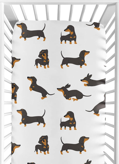 Sweet Jojo Designs Fitted Baby Crib Sheets (Dachshund Puppy Dog) for Boys