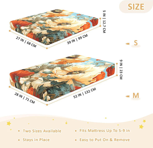 Bseiialft 52 28 Poppies Leaves Floral Crib Sheets for Boys Girls Soft and Breathable Cotton Baby Sheets for Standard
