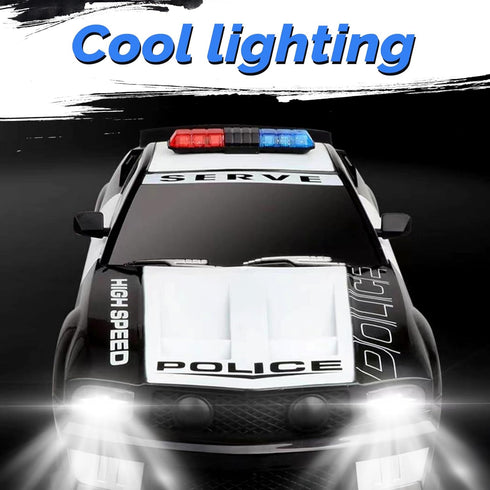 GoolRC 1:12 Scale RC Drift Car 2.4GHz Remote Control Police Car with Lights Siren 4WD High Speed Racing Toy