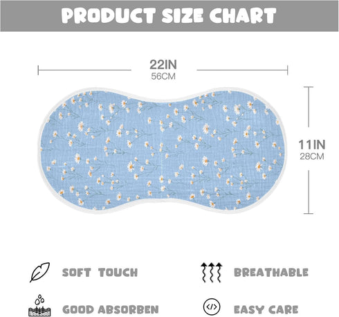 decor gift 4 Pack 22x11in Cotton Muslin Burp Cloth Breathable Daisy Flower Pastel Blue Baby spit up Cloth for Babies