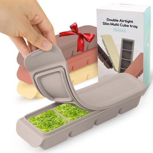 Silicone Ice Cube Freezer Tray with Lid, 100% Food-Grade Platinum Silicone,Leak Resistance