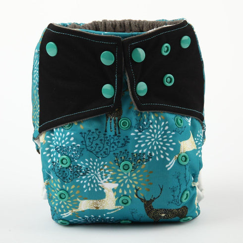 Sigzagor 3 Pack) AIll in One Cloth Diapers Nappies for Night AIO Sewn in Insert Reusable Washable (Deer