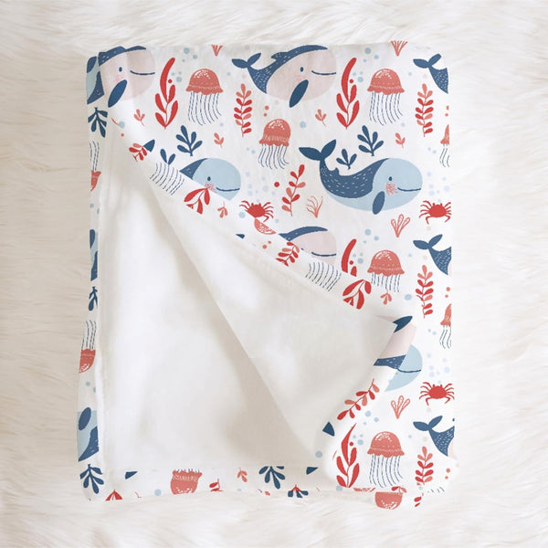 SqtmuHLuo Whale Baby Blanket for Boys Girls Sea Animal Jellyfish Ocean Creature Flannel