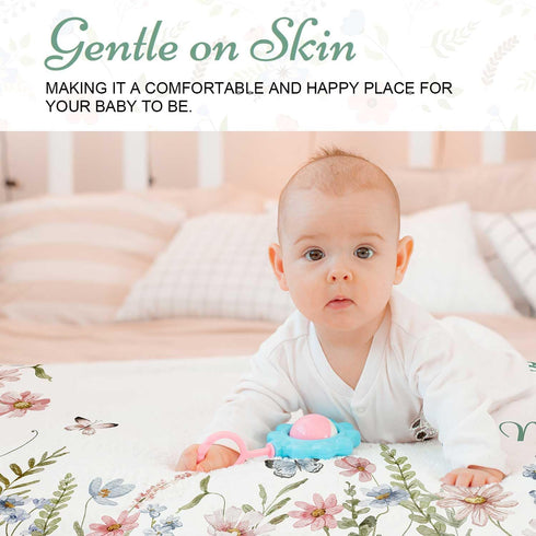 Bohemian Floral Baby Growth Blanket for Boys - Monthly Milestone Photography Prop