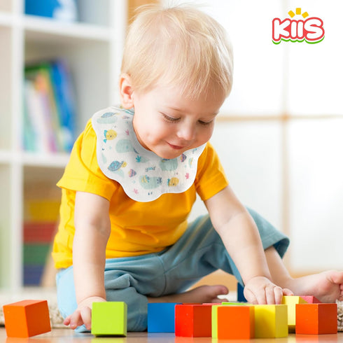 KIIS Disposable Baby Bibs for Baby Boys and Girls - Individually Packaged - Hygienic, Soft and Leakproof (20 PCS / 60 PCS)