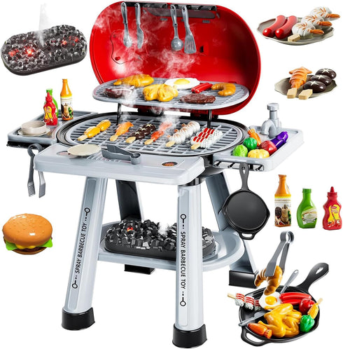 Yiwsnust Kids Play Grill Kitchen Toys: BBQ Outdoor Toys Play Grill Set with