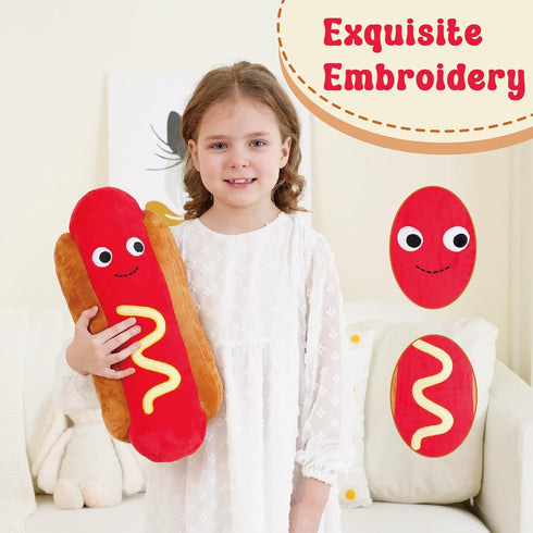 17.7 inch Hot Dog Plush Toy Pillow Hotdog Stuffed Pillow Funny Throw Pillows Soft Food plushies Gift for Children