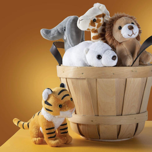Set 5 3-5+ PREXTEX Safari Friends Stuffed Animal Gift - Small Plush (Giraffe, Tiger, Lion, Polar Bear, Elephant) Zoo
