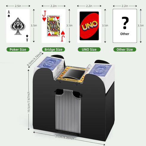 Automatic Card Shuffler for 1/2/4/6 Decks, Battery Operated Electric Shuffler for UNO, Casino Card Games, Home Use