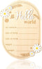 Penitue Wooden Baby Announcement Sign, Hello World Newborn Birth Signs Cute Daisy Decors