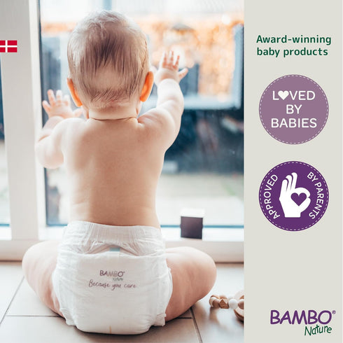 5 (44 Count) Bambo Nature Hypoallergenic Baby Diapers, Eco-Labeled Diapers, Enhanced Leakage Protection, Totally