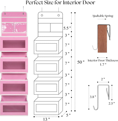 Giraffe Creation 4 Closet Over Door Organizer with Large Capacity Pockets, Hanging Organizer Storage for Bathroom