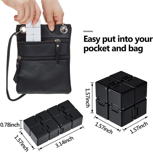 2 Packs Infinity Cube Toys, Mini Infinity Cube Desk Toy for Stress Relief, ADHD Desk Toy for Adults (Black, White)