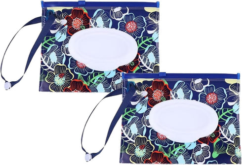 Tangseajiao 2 Pcs Protable Reusable Wipes Pouch, Travel Wipes Case, Baby Wipes Case,