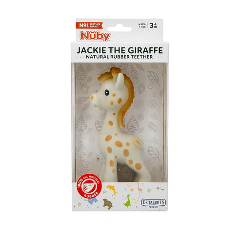 Nuby Jackie The Giraffe Natural Rubber Baby Teether, 3+ Months Teething Toy