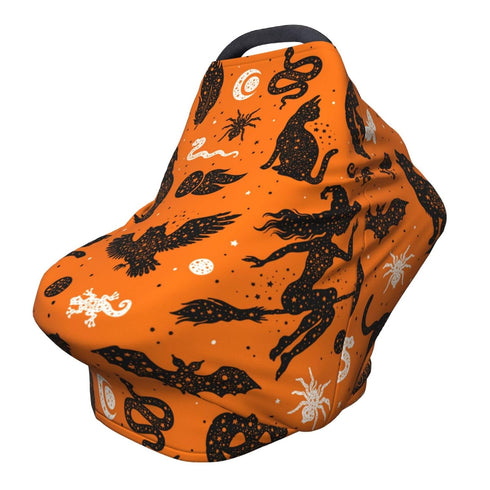 Schgap Halloween Witch Bat Car Seat Cover Canopy for Baby Nursing Cover Breastfeeding