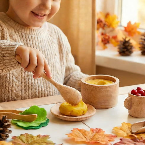 Set 11 Hiceeden of Wooden Sensory Bin Tools for Kids, Sensory Scoops and Tongs Toys with Bag, Waldorf Montessori Toys