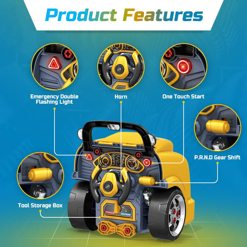 Playset 3-7 MOBIUS Toys Motor Engine - Large Truck Mechanic Build & Repair Toy with Lights, Sounds & Tools