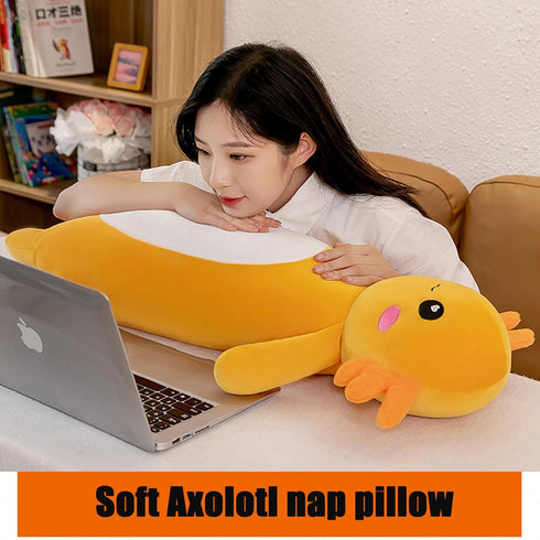 Somao Long Axolotl Plush Pillow, Cute Stuffed Animal Body Plush Toy for Girls Boys (100cm/39.3inch, Pink)