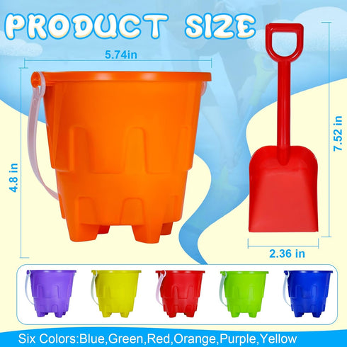Qiuyanbo 5 Inch Set,Sand Summer Accessory24 24 Sand Castles Beach Buckets and Shovel Bucket Water Bucket for Beach Fun