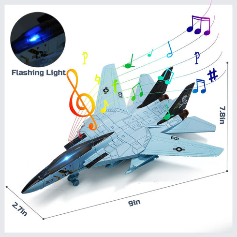 F14 F22 Double Fighter Jet Toy, & Diecast Planes with Lights & Sounds, Pull Back Military Airplane Toy Gift