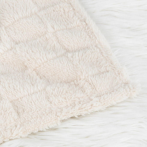 HOMRITAR 3D Gingham Fleece Baby Blanket for Girls Boys, Cozy Decor for Home Bed, 30 x 40 Inches Cream