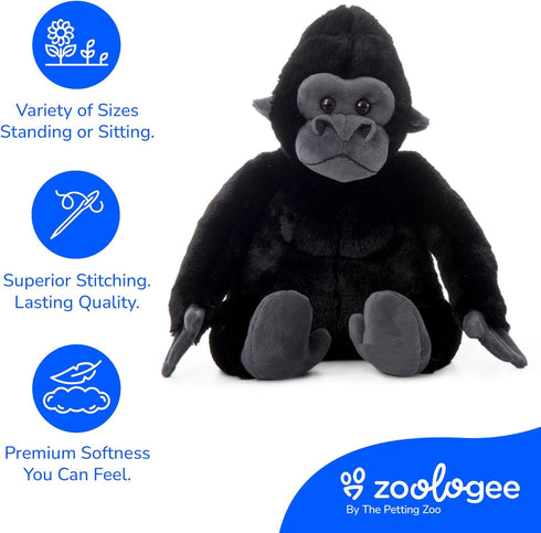 12 inches The Petting Zoo Gorilla Stuffed Animal, Gifts for Kids, Wild Onez Zoo Animals, Gorilla Plush Toy