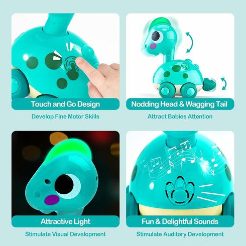 Baby Toys for 6-12 Months - Touch & Go Musical Light Infant Toys for Tummy Time and Crawling