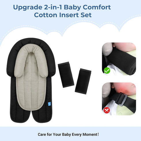 COOLBEBE Set Upgraded Babybody Support & Strap Covers for Newborn Infant Toddler - Extra Soft Breathable Car Seat