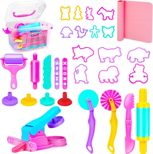 Playdough Tool Sets for Kids,30 Pieces Playdough Accessories with Rolling Pin Mat