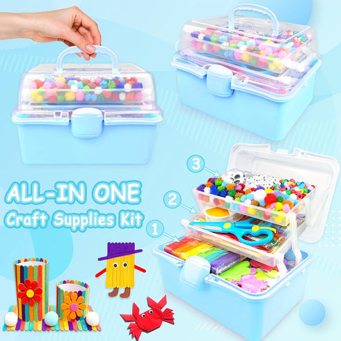 3000 4-6, 6-8, 8-12 Set Arts and Crafts Supplies for Kids Craft Kit Craft Box with Pipe Cleaners Arts and Crafts