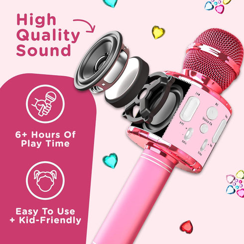 Move2Play Kids Karaoke Microphone, Personalize with Jewel Stickers, Birthday Gift for Ages 3+