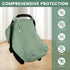 LAINIUTE 3 Cotton Baby Car Seat Cover with Two Way Zipper, Windproof Modes Infant Carrier Canopy with Extra Large Mesh