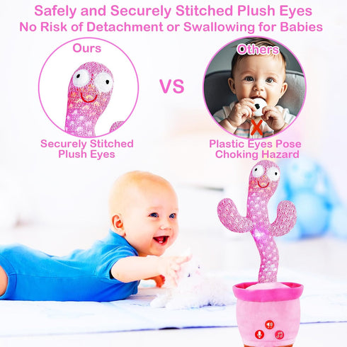 18 1 River Mill Rechargeable Dancing Talking Cactus Toy, Singing Cactus Baby Toy that Talks Back, Educational Baby Toys