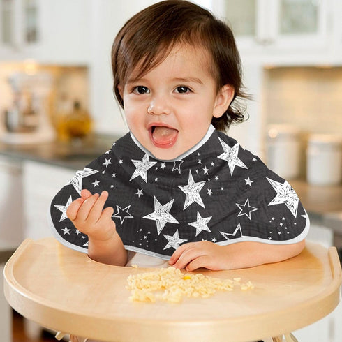 Muslin Baby Burp Cloths, Star Black and White Muslin Bibs, Comfy Soft Absorbent for Newborn Boys and Girls (1 Piece, 22
