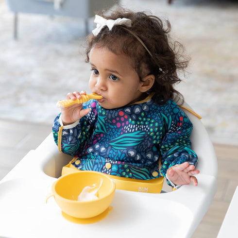 Bumkins Silicone Bibs for Baby and Toddler 6-24 Mos, Essential Must Have for Eating, Feeding, Long Sleeve with