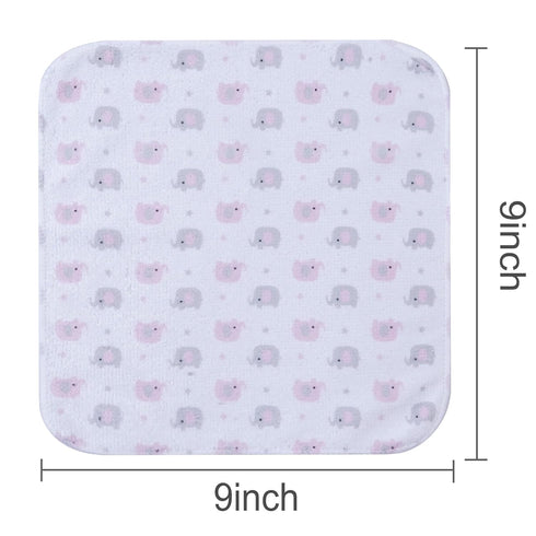 Softan 24Pack Baby Washcloths - Extra Soft & Ultra Absorbent for Boys Girls, 9x9 Pink Elephant