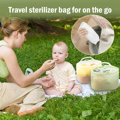 sicyeast 2000ml Silicone Travel Bottle Sterilizer Bags | Microwave Steam Sterilizer Bags for Baby Bottles, Breast Pump