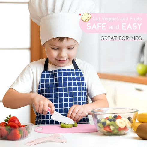 Set, Set Toddler Knife Kids Knife for Real Cooking with Vegetable Fruit Cutter Shapes Cutting Board Kid Safe Knives