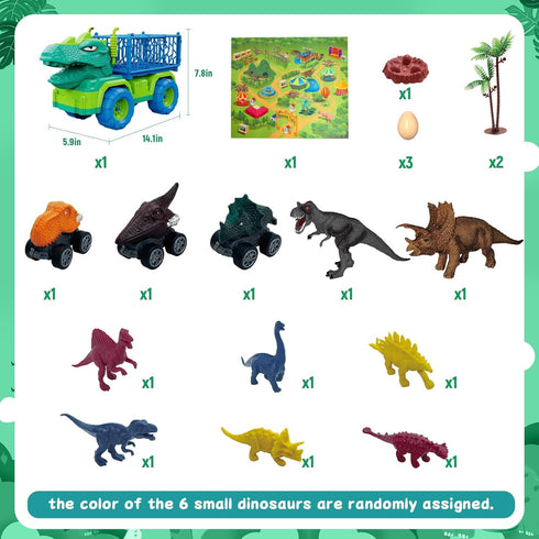 MindPal 19 1 3-5 5-7, Set 3 8 3 4 5 6 7 in Dinosaur Toys for Kids Dinosaur Truck for Toddlers with Pull Back Cars, Dino