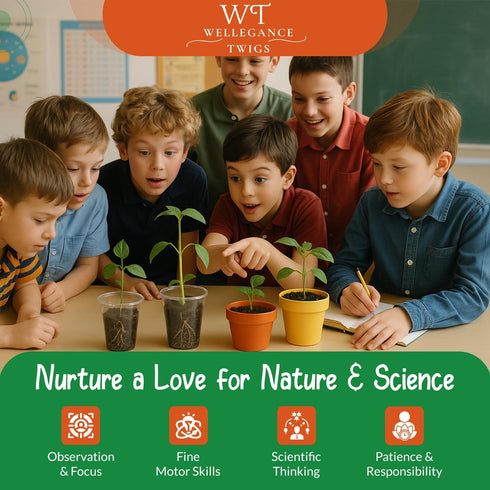 Wellegance Twigs 8-12 19 Set Plant Science Kit for Kids Ages | STEM Educational Gift with Experiments | Grow Real