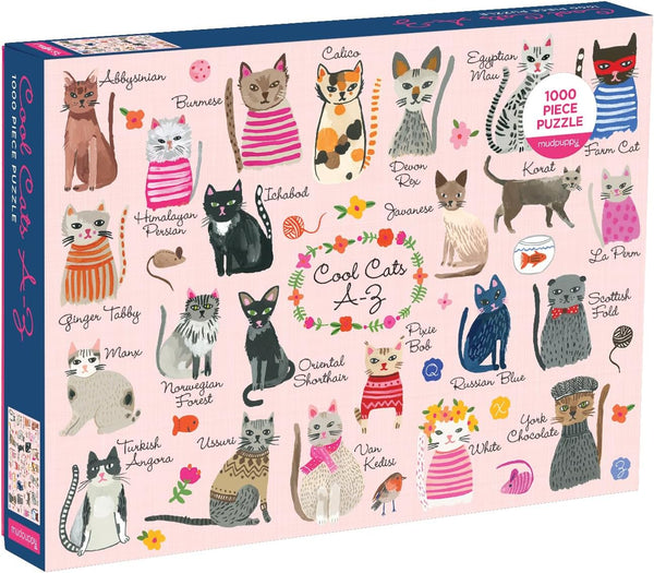 Mudpuppy Cool Cats A-Z 1000 Piece Jigsaw Puzzle