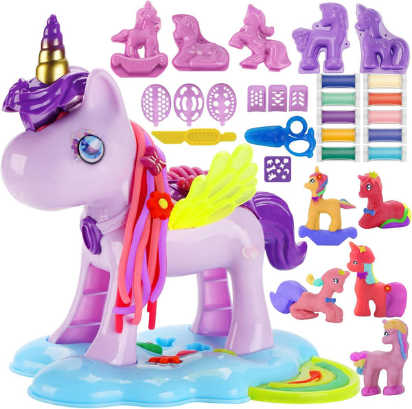 Crelloci Unicorn Color Dough Sets for Kids Ages 4-5, 30 PCS Play
