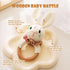 Wooden Baby Rattle, Crochet Bunny Rattle with Wood Ring, Newborn Wooden Animal Rattle Toy for Infant Bunny Wood Rattle