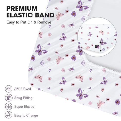 2pk Little Grape Land Crib Sheets for Boys and Girls, Baby Crib Fitted Sheet for Standard Size Crib and Toddler