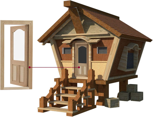 AUEAR 1:12 Dollhouse Miniature Furniture Unpainted Wooden Doors for DIY Scene Craft (2 Panel Style A)